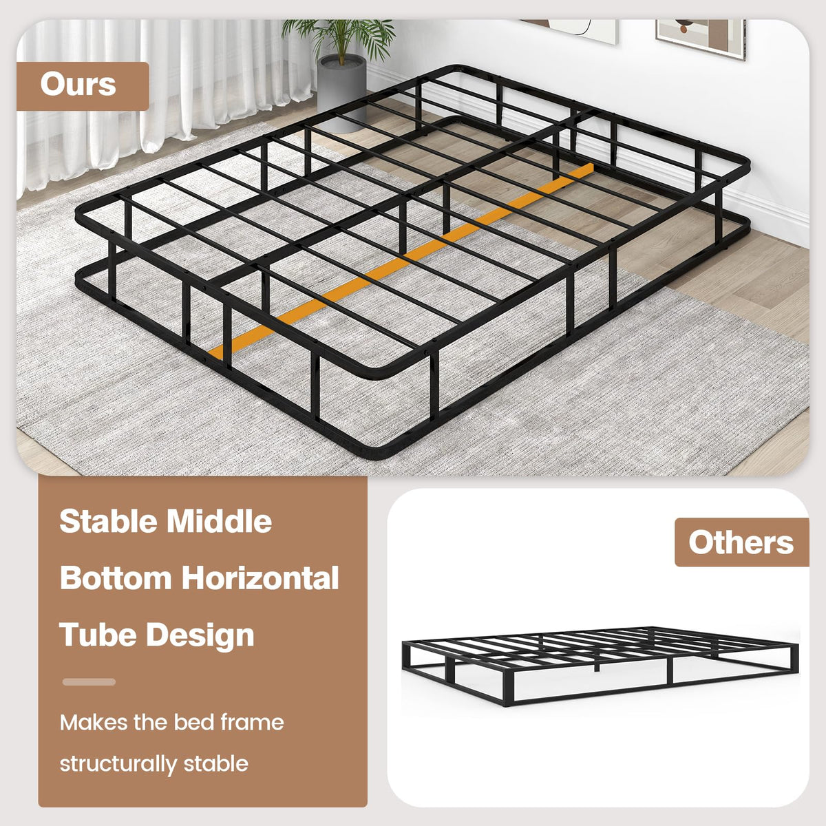 Goflame 10 Inch Bed Frame Queen Size, Metal Platform Queen Bed Frame, Heavy Duty Steel Slat Support