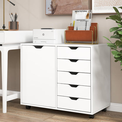 Goflame Lateral File Cabinet with Shelves - 5 Drawer Office Cabinet, White