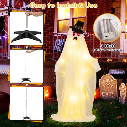 Goflame Halloween Light Up Family Ghosts, 4 PCS LED Glowing Halloween Ghosts