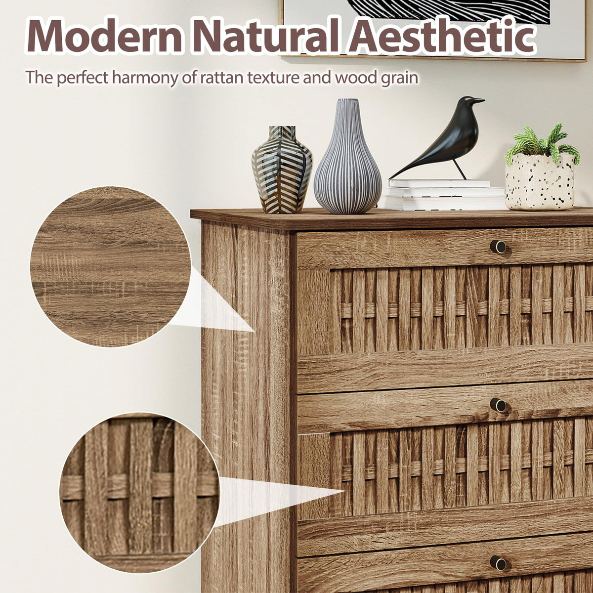 Goflame 4-Drawer Dresser with Interlocking Mechanism and Metal Legs for Bedroom