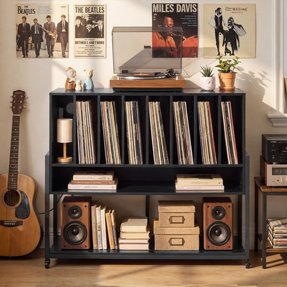 Goflame large Record Player Stand with Charging Station