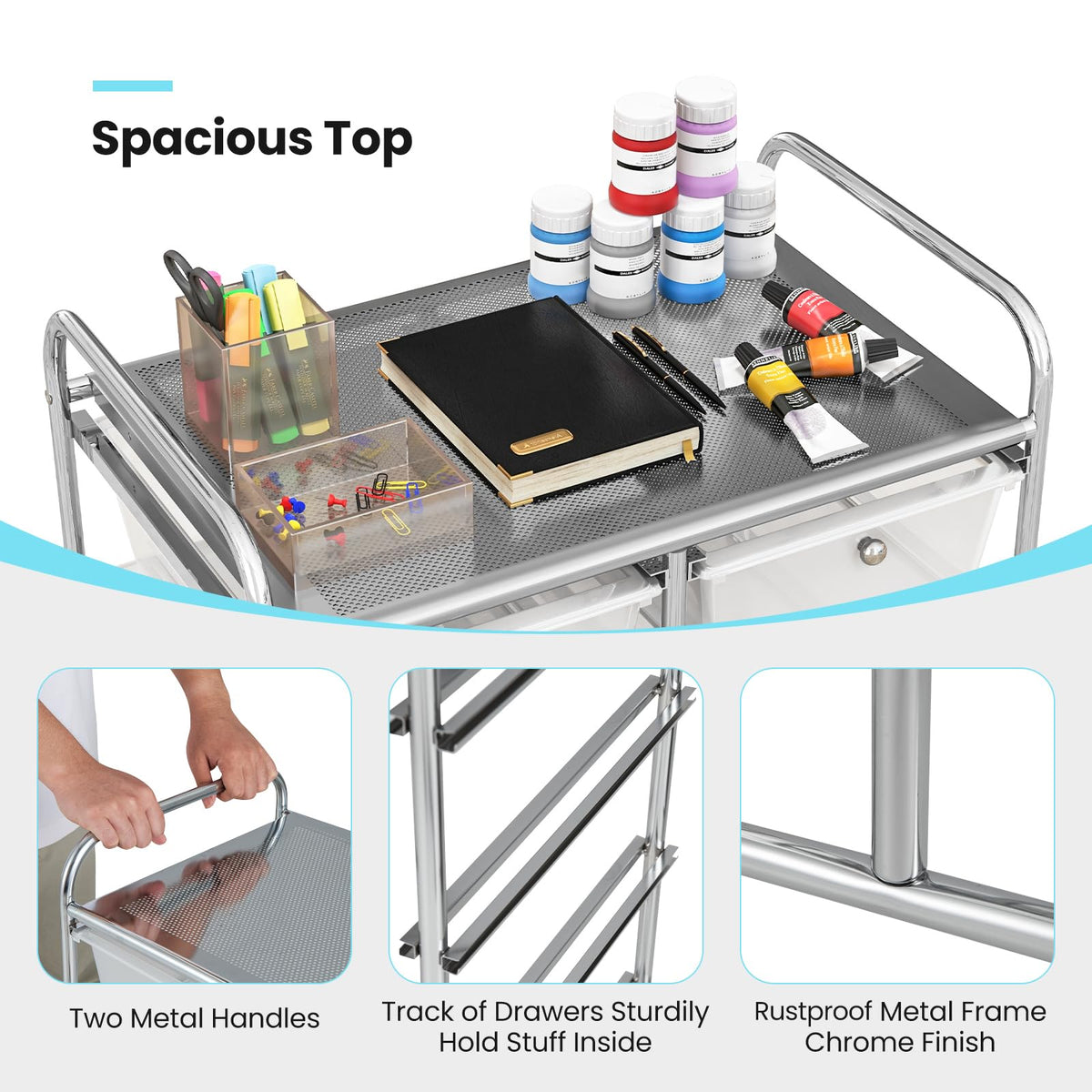 10 Drawers Rolling Cart, Classroom Organizers - Goflame