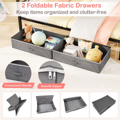 Goflame Full Size House Bed with 2 Storage Drawers