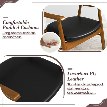Goflame Wooden Dining Chairs Set of 2/4, PU Leather Upholstered Kitchen Chairs w/Padded Seat & Back