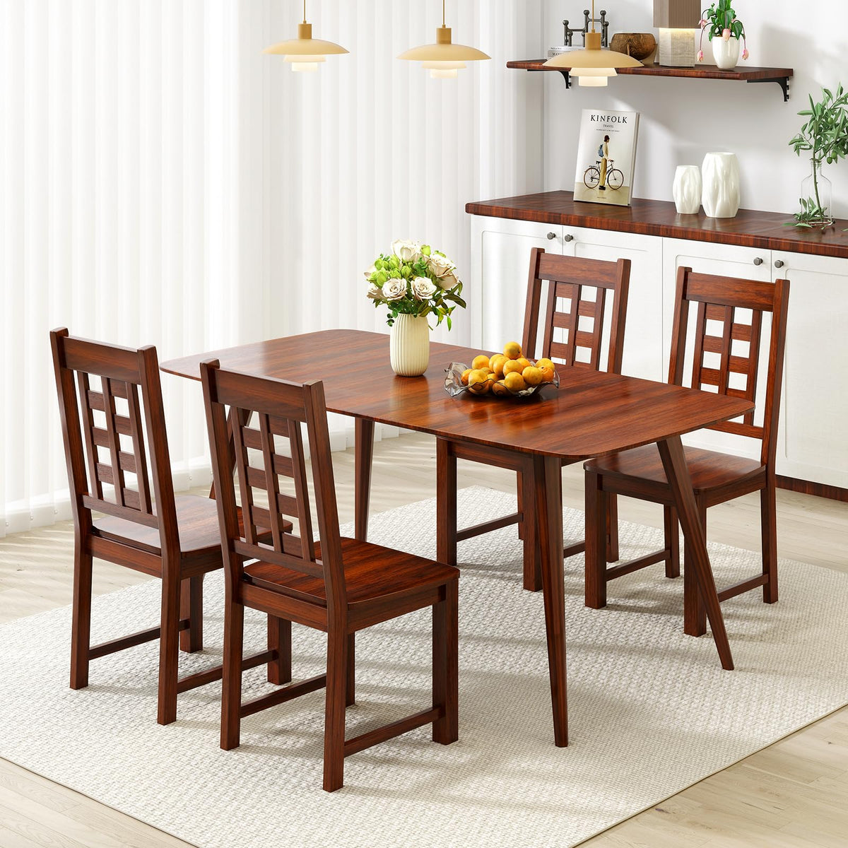 Goflame Kitchen Chair with Solid Rubber Wood Frame