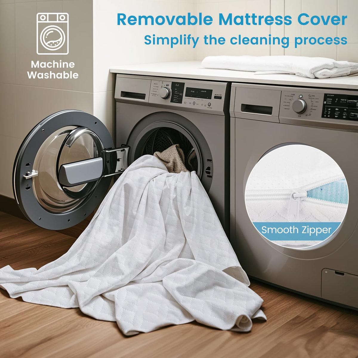 Goflame 3 Inch Twin Memory Foam Mattress Topper, Gel Infused Topper with Removable Cover