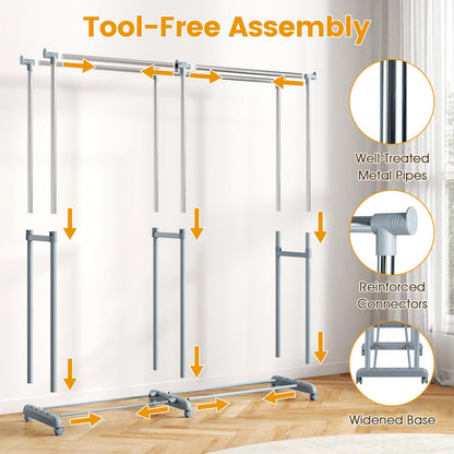 Goflame Portable Garment Clothin Rack with Adjustable Height & Width for Laundry