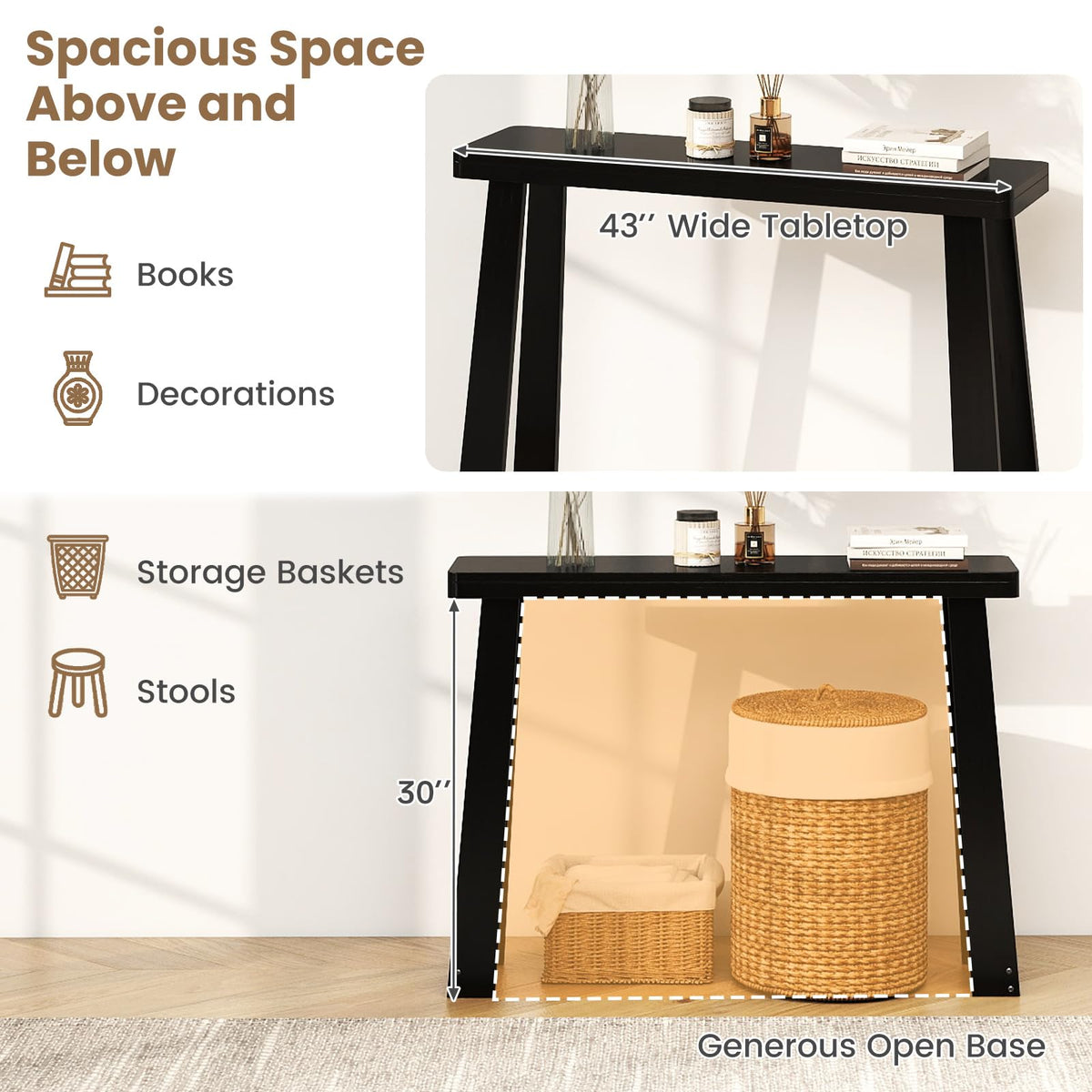Goflame Narrow Long Console Table Behind The Couch