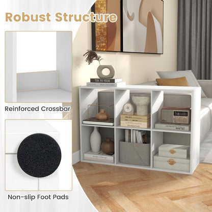 Goflame 6-Cube Bookcase, White Cubby Bookshelf w/Back Guardrail & Anti-Tipping Kits