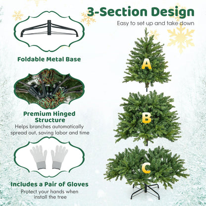 Goflame Pre-Lit Artificial Christmas Tree, Hinged Xmas Tree with Warm-White & Multi-Color LED Lights