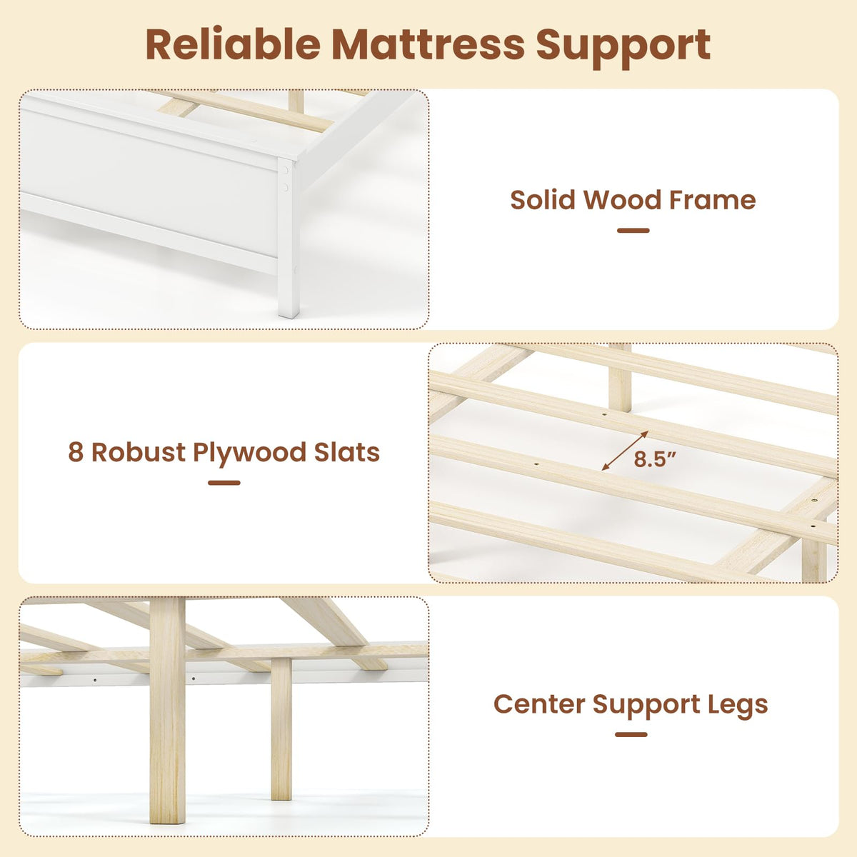 Goflame Queen/Twin/King/Full Size Wooden Bed Frame with Headboard