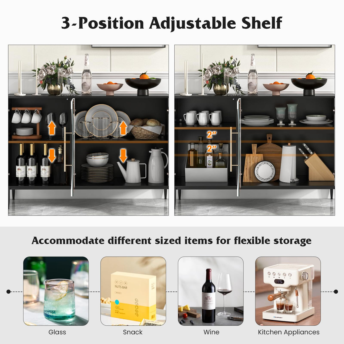 Goflame Large Buffet Cabinet with Storage
