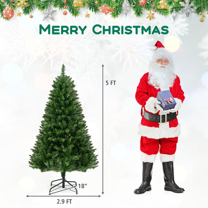 Goflame Pre-Lit Artificial Christmas Tree with 7 Lighting Modes & Folding Metal Stand