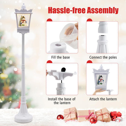Goflame 8 ft White Musical Christmas Streetlight | Lighted Holiday Decoration for Home Yard Porch