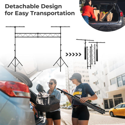Goflame DJ Light Stand, 14FT Lighting Truss System with 32 Lights Hold 220LBS Capacity