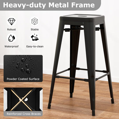 Goflame Metal Backless Bar Stools Set of 4, 30" Bar Height Modern Industrial Barstools w/Cut-out Handle