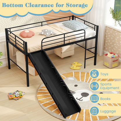 Goflame Low Loft Bed with Slide