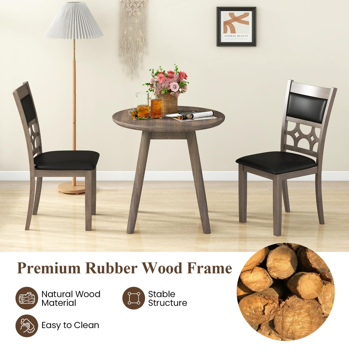 Goflame Wooden Dining Chairs, Farmhouse Armless Kitchen Chairs w/Padded Backrest & Seat