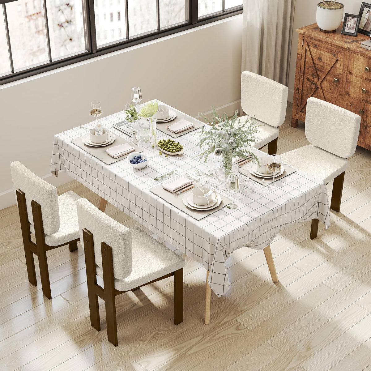 Goflame Soft Sherpa Upholstered Kitchen Dining Room Chairs（2/4）