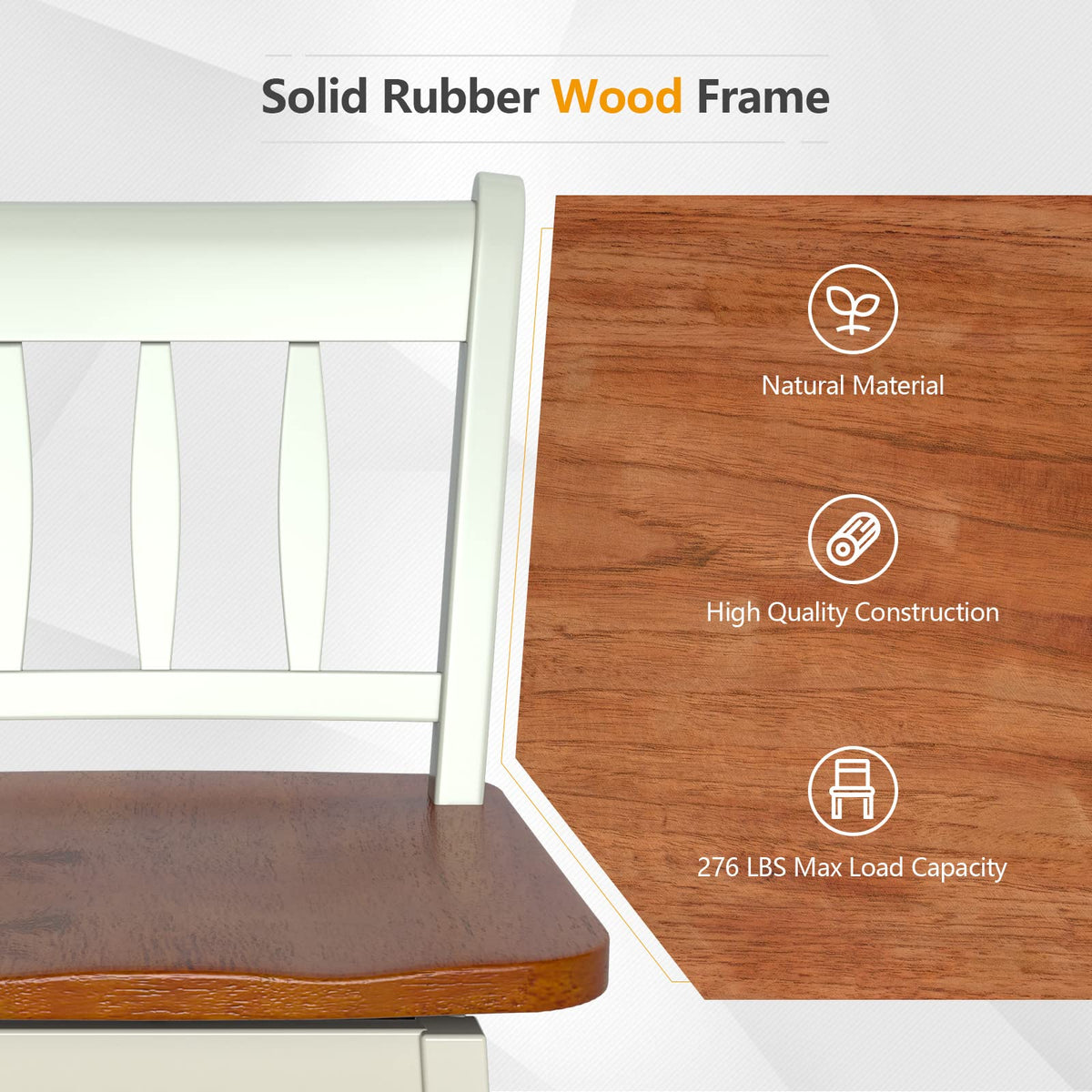 30.5 Inch Rubber Wood Bar Chairs - Goflame