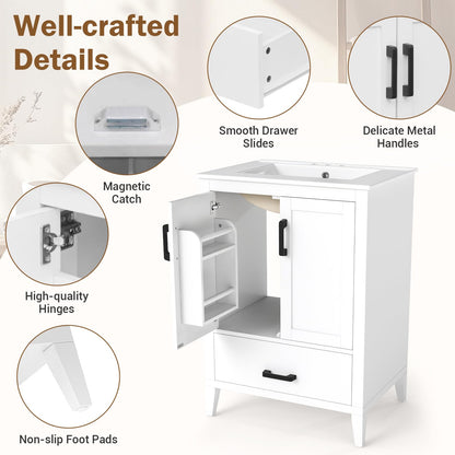 Goflame 24.5" Bathroom Vanity with Ceramic Sink Combo
