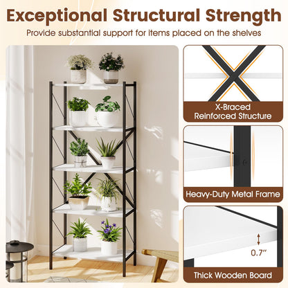 Goflame 5-Tier Tall Industrial Bookcase with Heavy-Duty Metal Frame (1/2)