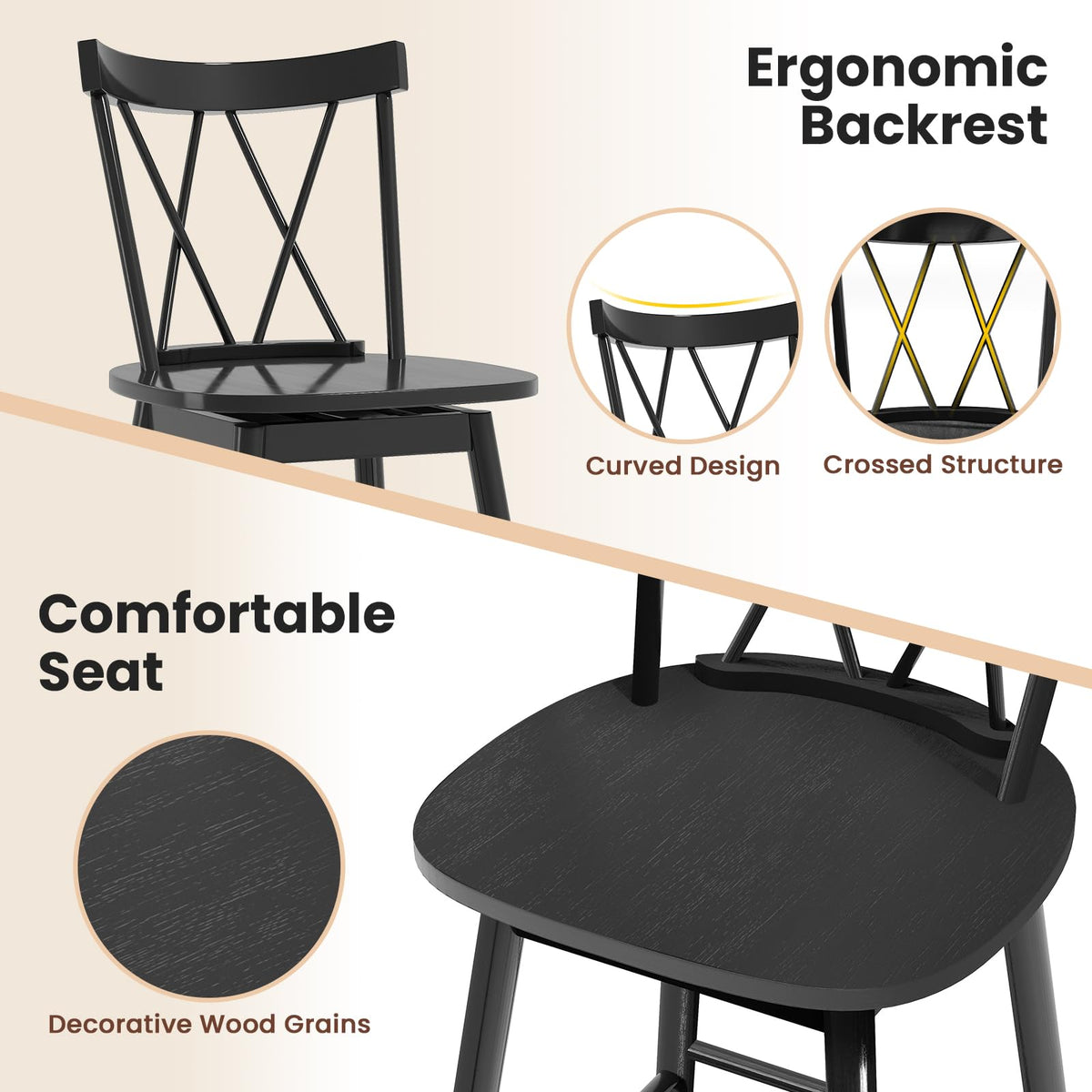 Goflame Windsor Bar Stools Set of 2/4(29"/24")