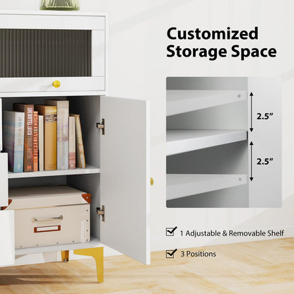 Goflame 3-Drawer Modern Storage Cabinet with 2 Doors