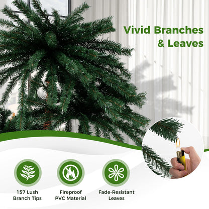 Goflame Pre-Lit Artificial Christmas Tree, 4/5/6 FT Triple Coconut Plam Trees with Metal Base