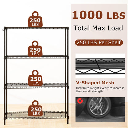 Goflame 4-Tier/5-Tier Metal Storage Shelving Unit with V-Shaped Wire Rack
