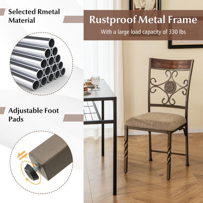 Goflame Upholstered Dining Chair Set, Vintage Metal Dining Chairs with Soft Padded Seat Cushion