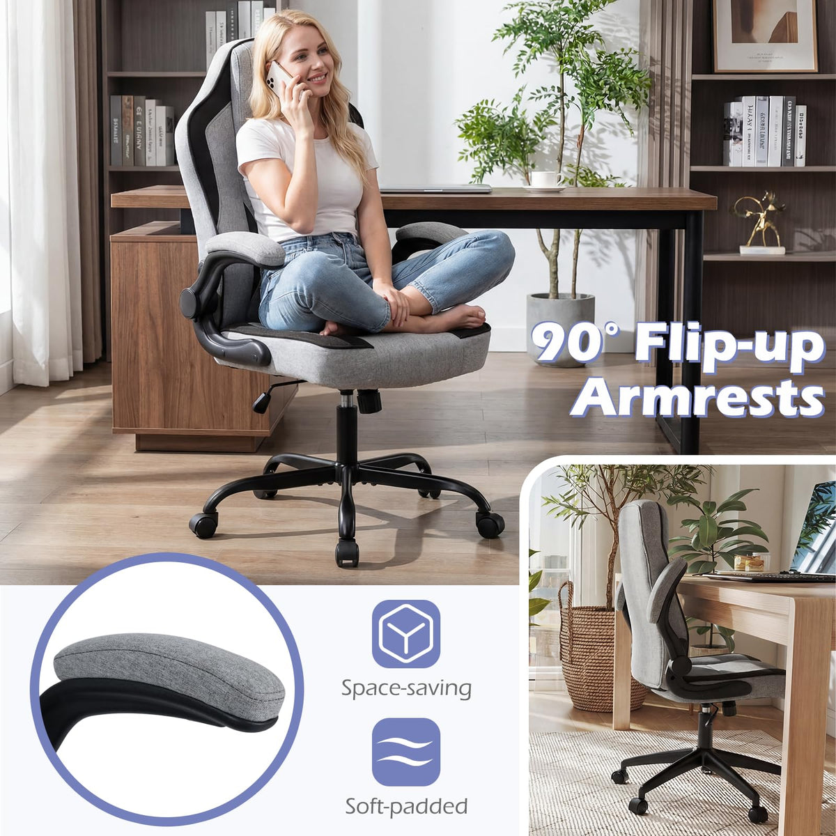 Goflame Ergonomic Computer Office Chair with 90° Flip-up Armrests