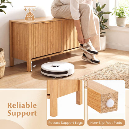 Goflame Shoe Storage Bench with 2 Flip Drawers for Entry Way