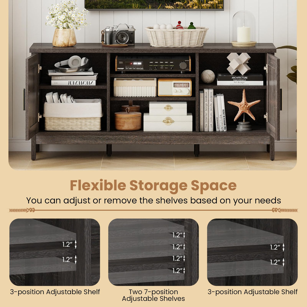 Goflame Farmhouse TV Stand for TVs up to 65"