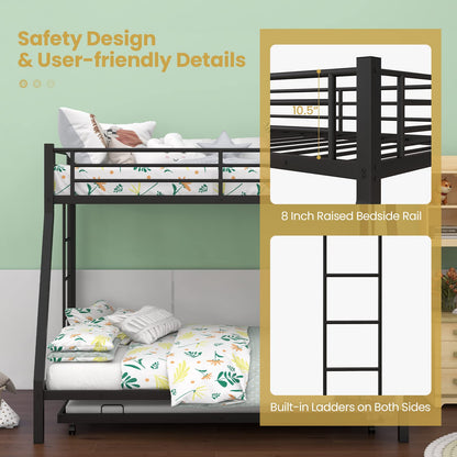 Goflame Twin Over Full Bunk Bed with Trundle
