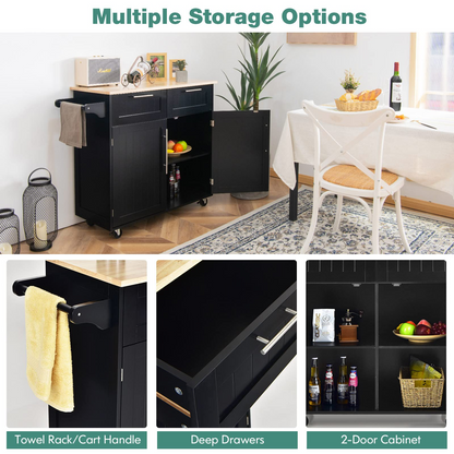 Goflame Kitchen Island Cart Rolling Storage Trolley Cart