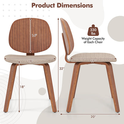 Goflame Wooden Dining Chairs Set of 2/4 Chenille Fabric Upholstered Kitchen Chair w/Bentwood Frame
