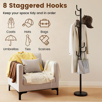 Goflame 69" Metal Coat Rack 8-Hook Cactus Clothes Stand