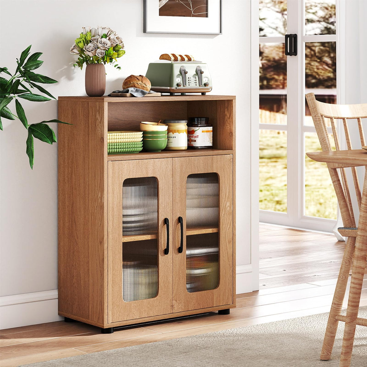 Goflame Bathroom Storage Cabinet with 2 Doors & 3-Level Adjustable Shelf