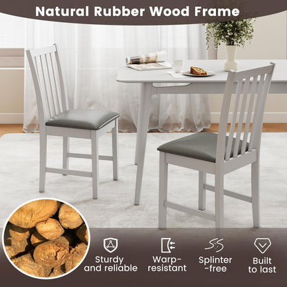 Goflame Wooden Dining Chairs Set of 2/4 Faux Leather Upholstered Kitchen Chair w/Rubber Wood Legs