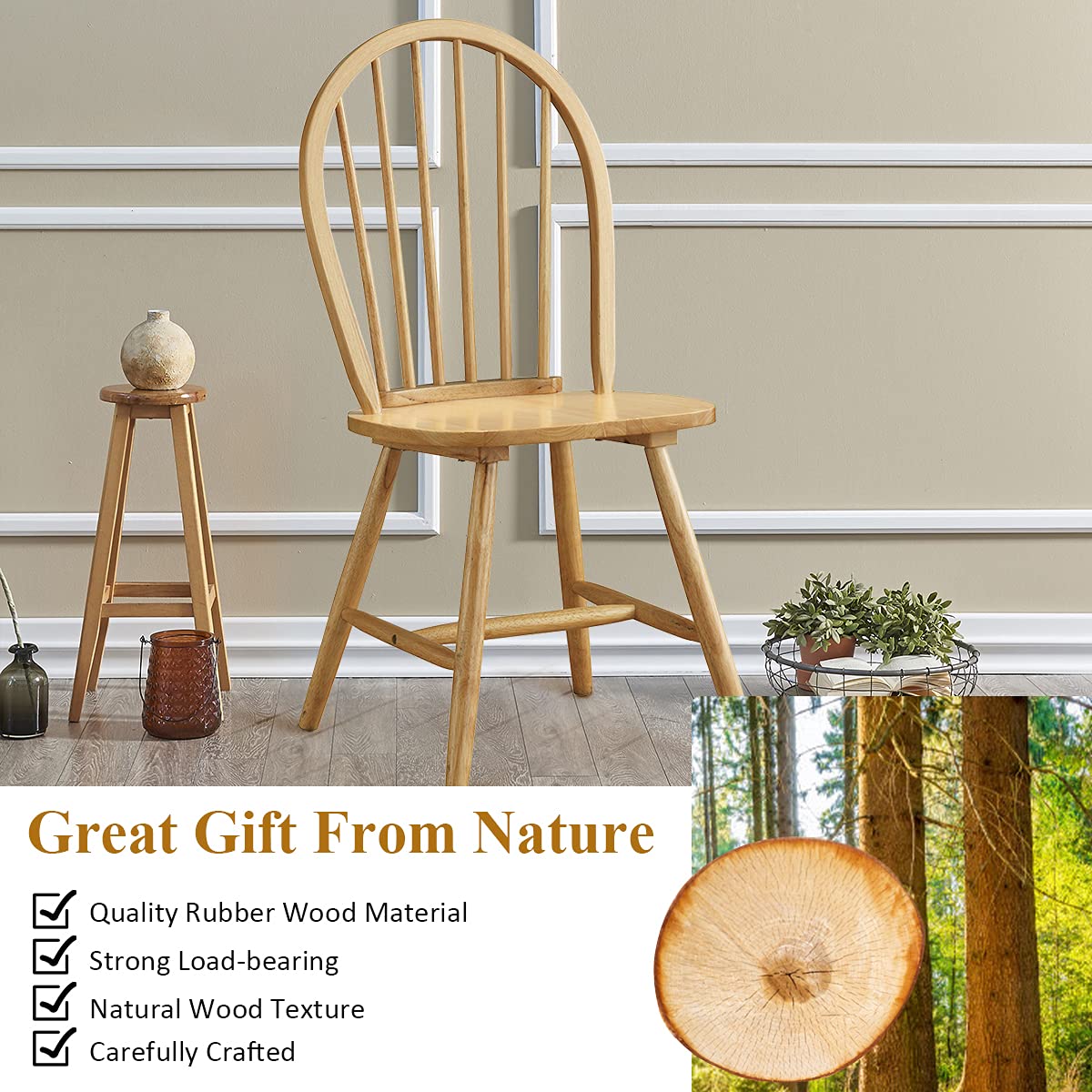 Goflame Wood Dining Chairs, French Country Armless Spindle Back Dining Chairs