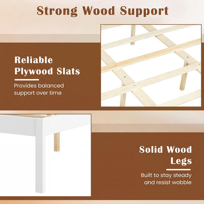 Goflame Wood Queen/Full/Twin Size Bed Frame with Wooden Slat Support