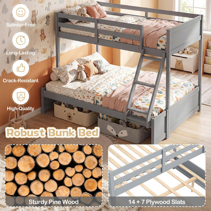 Goflame Twin Over Full Bunk Bed Wood Bunk Bed