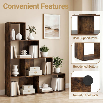Goflame 6 Cube Geometric 4-Tier L-Shaped Bookcase with Cubes (1/2)