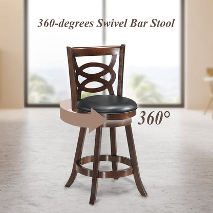 Goflame Bar Stools, Counter Height Dining Chair, Fabric Upholstered 360 Degree Swivel
