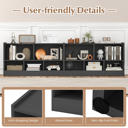 Goflame 5-Cube Bookcase, Freestanding 3-Tier Bookshelf with Spacious Top & Raised Base