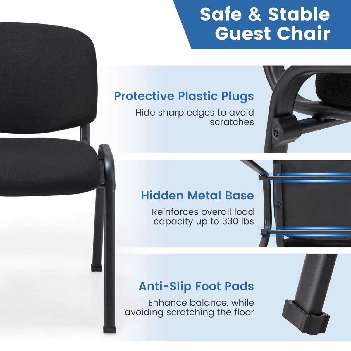 Goflame 10-Pack Conference Chair Set - Stackable Guest Chair with Metal Frame