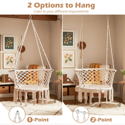 Goflame Hammock Chair | Macrame Swing Chair with Tassels