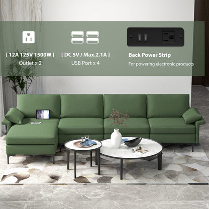 Goflame 130.5" L Convertible Sofa Couch, Sectional Sleeper