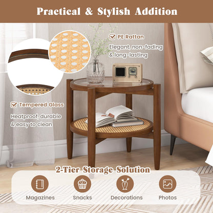 Rattan Round End Table - Goflame
